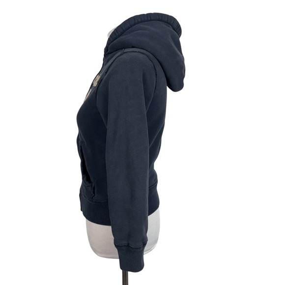 Abercrombie Fitch Vintage Y2K Full Zip Sherpa Lined Hoodie Jacket Blue Size M - Picture 3 of 7